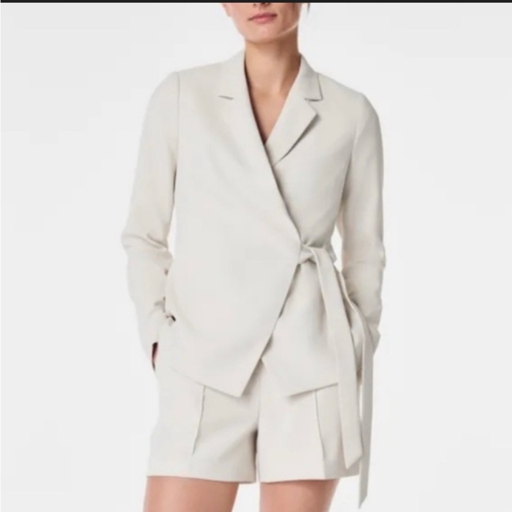 Spanx White Opacity Crepe Wrap Blazer Size 2X Minimlist Career Wear NWT